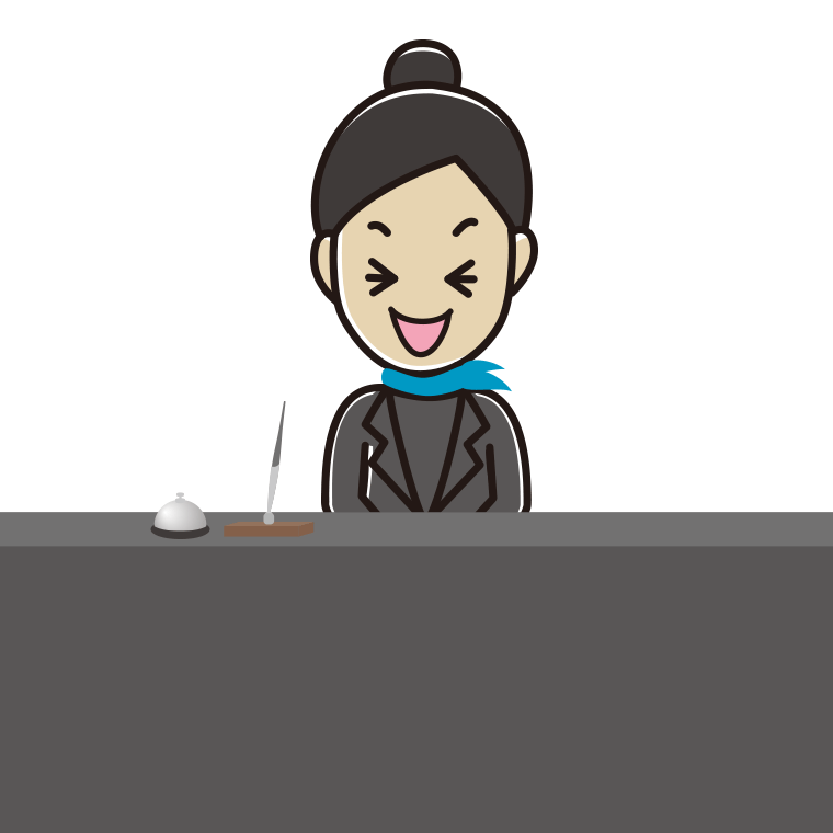 笑う女性コンシェルジュのイラスト【色あり、背景なし】透過PNG