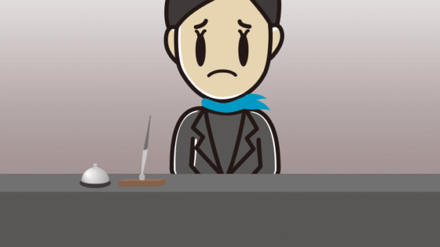 困る女性コンシェルジュのイラスト【色、背景あり】PNG