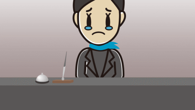 泣く女性コンシェルジュのイラスト【色、背景あり】PNG