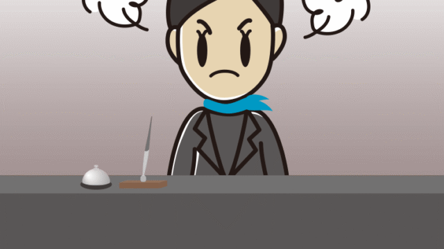 怒る女性コンシェルジュのイラスト【色、背景あり】PNG