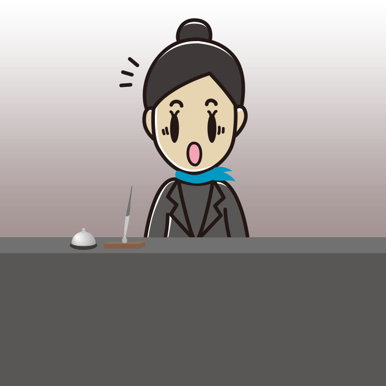 驚く女性コンシェルジュのイラスト【色、背景あり】PNG