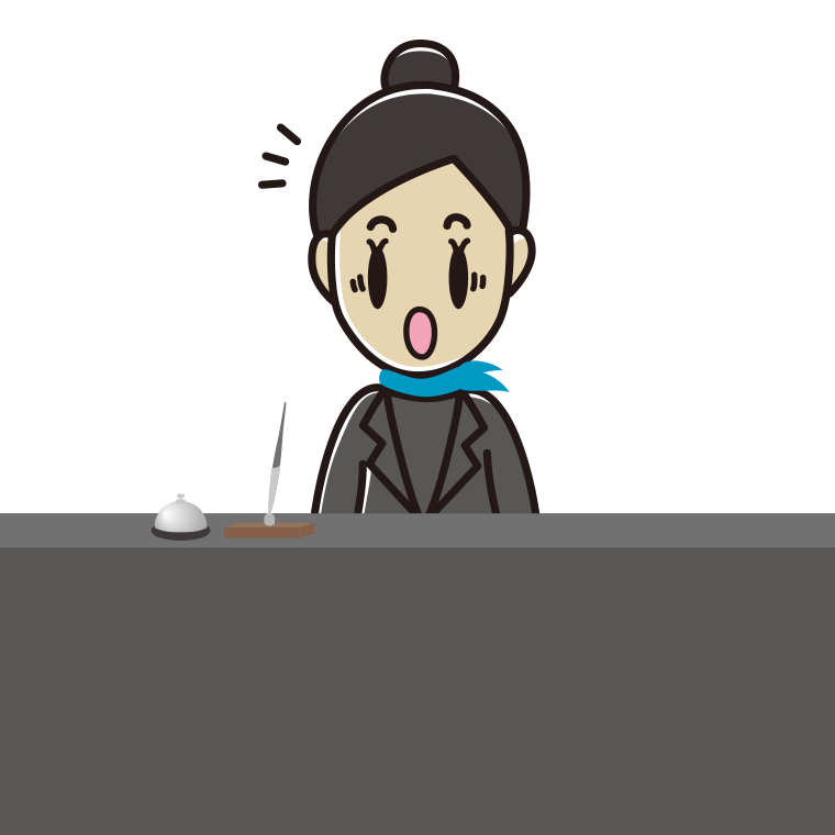 驚く女性コンシェルジュのイラスト【色あり、背景なし】透過PNG
