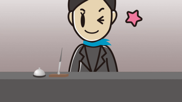 ウインクする女性コンシェルジュのイラスト【色、背景あり】PNG