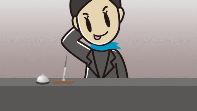 テヘヘな女性コンシェルジュのイラスト【色、背景あり】PNG