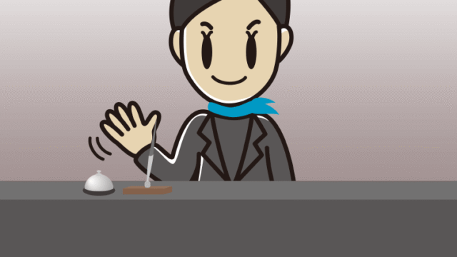 手を振る女性コンシェルジュのイラスト【色、背景あり】PNG