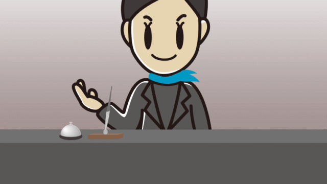 案内する女性コンシェルジュのイラスト【色、背景あり】PNG