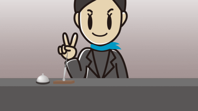 ピースをする女性コンシェルジュのイラスト【色、背景あり】PNG