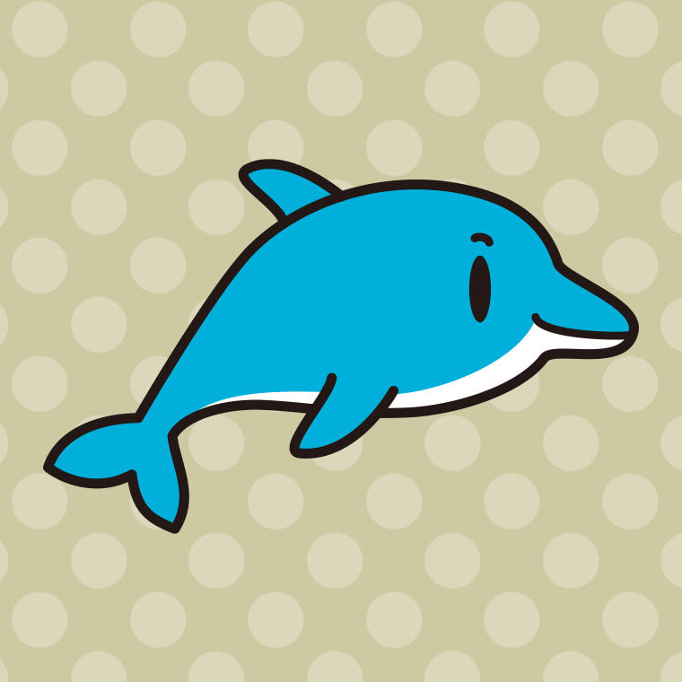 かわいいイルカちゃんのイラスト【色、背景あり】PNG