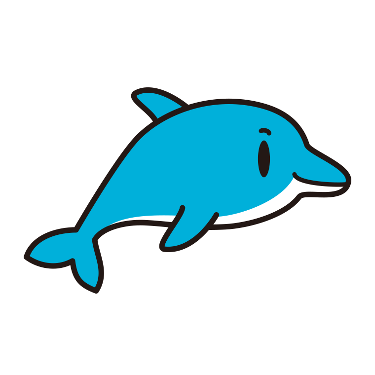 かわいいイルカちゃんのイラスト【色あり、背景なし】透過PNG