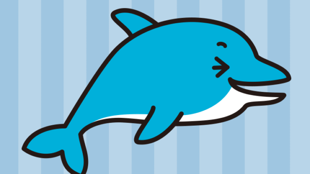 笑うイルカちゃんのイラスト【色、背景あり】PNG