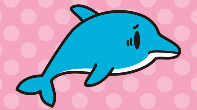 困るイルカちゃんのイラスト【色、背景あり】PNG