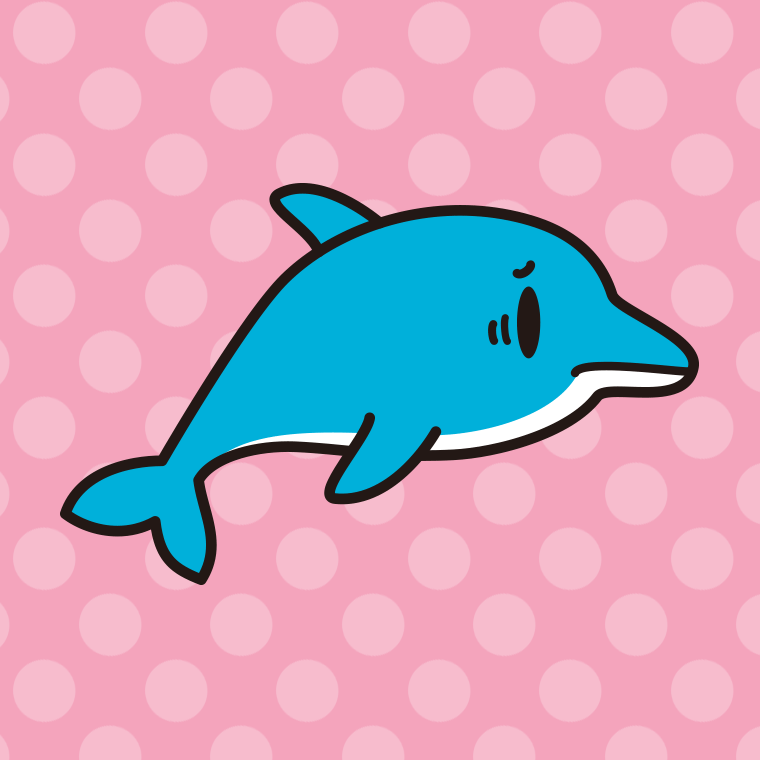 困るイルカちゃんのイラスト【色、背景あり】PNG