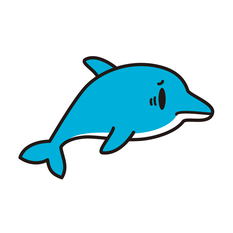 困るイルカちゃんのイラスト【色あり、背景なし】透過PNG