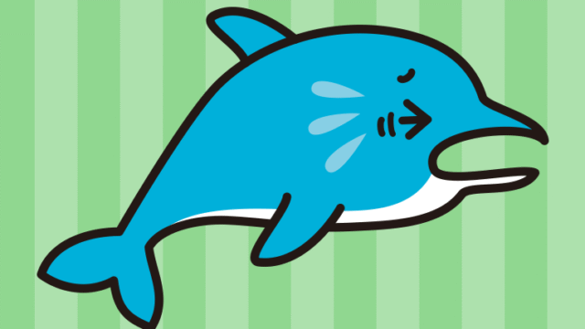 泣くイルカちゃんのイラスト【色、背景あり】PNG