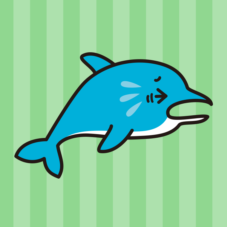 泣くイルカちゃんのイラスト【色、背景あり】PNG