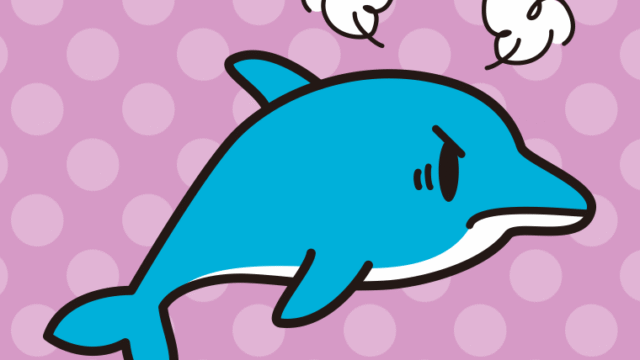 怒るイルカちゃんのイラスト【色、背景あり】PNG