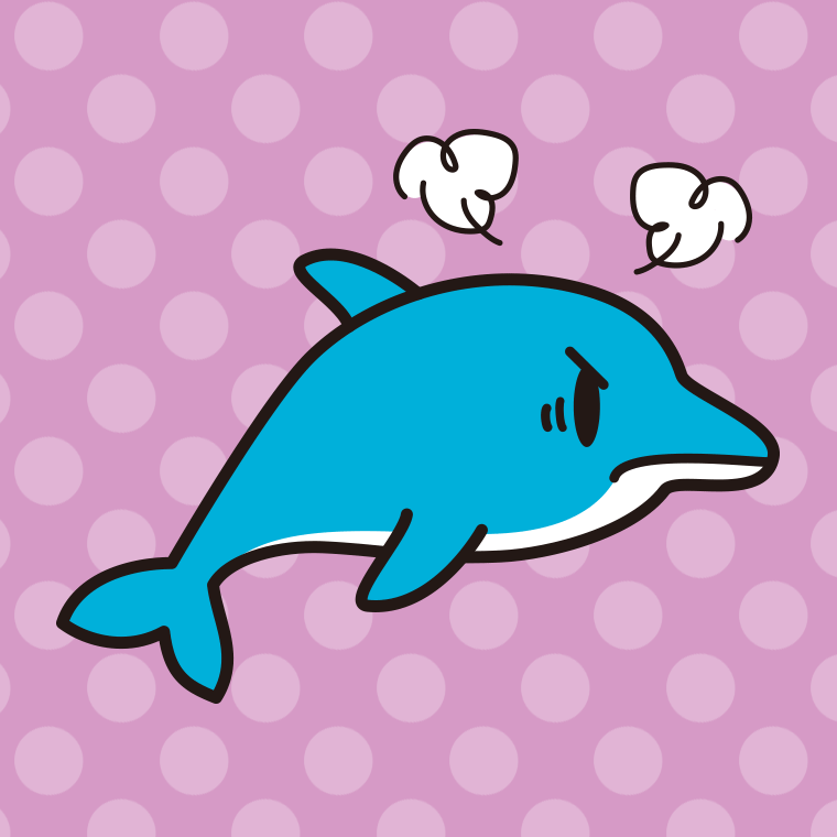 怒るイルカちゃんのイラスト【色、背景あり】PNG