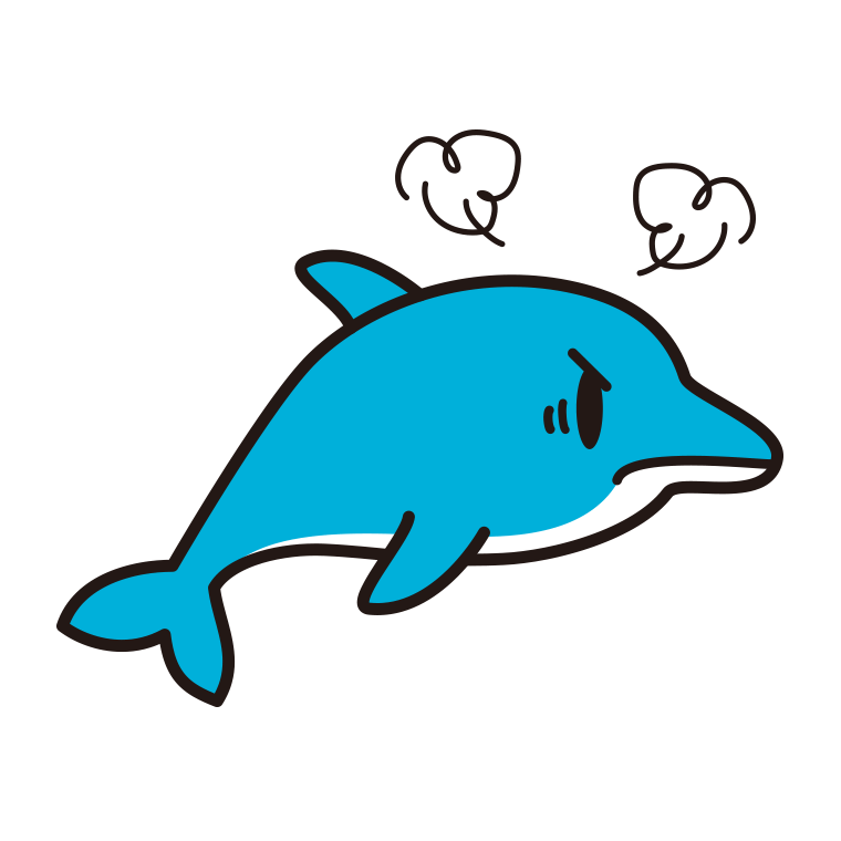 怒るイルカちゃんのイラスト【色あり、背景なし】透過PNG