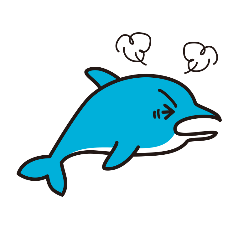 カンカンに怒るイルカちゃんのイラスト【色あり、背景なし】透過PNG
