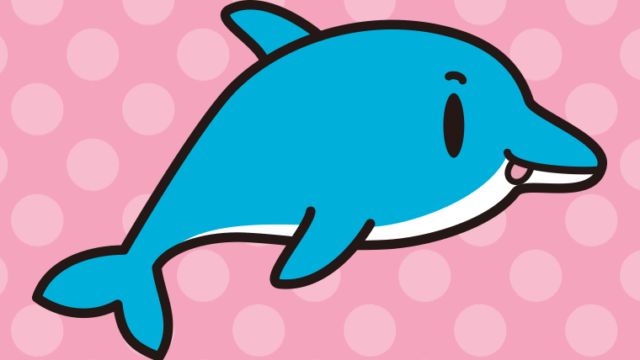 テヘペロなイルカちゃんのイラスト【色、背景あり】PNG