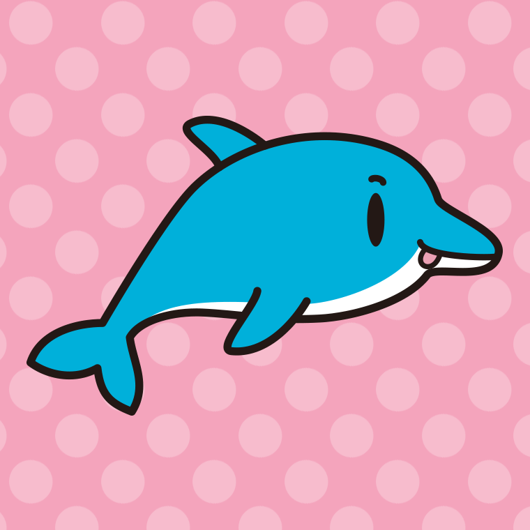 テヘペロなイルカちゃんのイラスト【色、背景あり】PNG