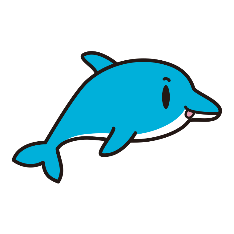 テヘペロなイルカちゃんのイラスト【色あり、背景なし】透過PNG
