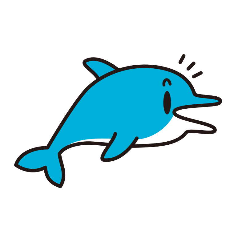 何かに気付くイルカちゃんのイラスト【色あり、背景なし】透過PNG
