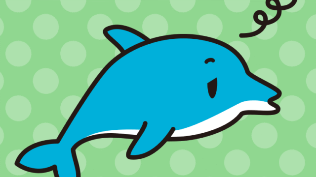 ぼーっとするイルカちゃんのイラスト【色、背景あり】PNG