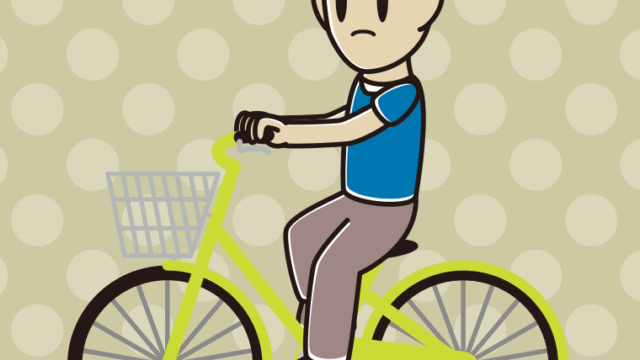 自転車に乗って怒る男性のイラスト【色、背景あり】PNG