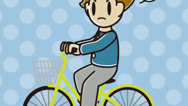 自転車に乗って怒る男子高校生のイラスト【色、背景あり】PNG