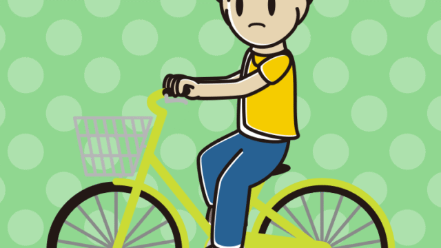 自転車に乗って怒る男子大学生のイラスト【色、背景あり】PNG