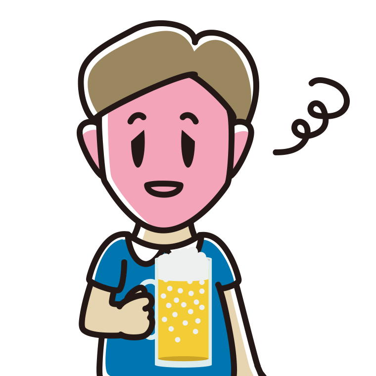 酔っぱらう男性のイラスト【色あり、背景なし】透過PNG