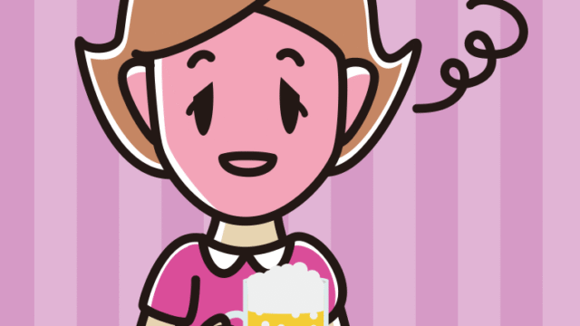 酔っぱらう女性のイラスト【色、背景あり】PNG