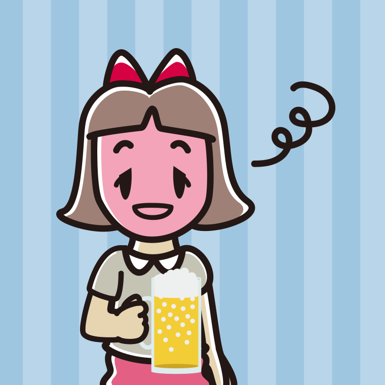 酔っぱらう小学生女子のイラスト【色、背景あり】PNG