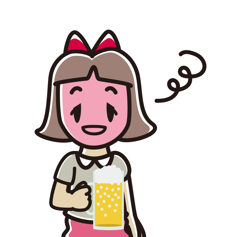 酔っぱらう小学生女子のイラスト【色あり、背景なし】透過PNG