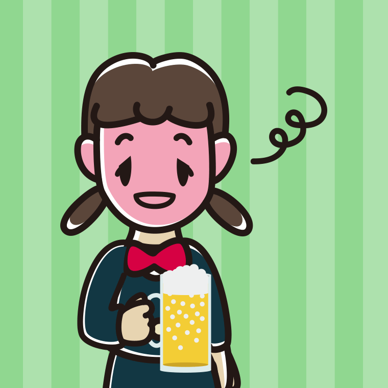酔っぱらう女子中学生のイラスト【色、背景あり】PNG