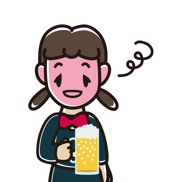酔っぱらう女子中学生のイラスト【色あり、背景なし】透過PNG