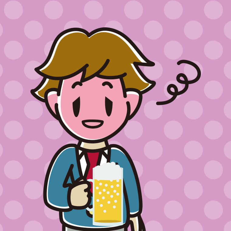 酔っぱらう男子高校生のイラスト【色、背景あり】PNG