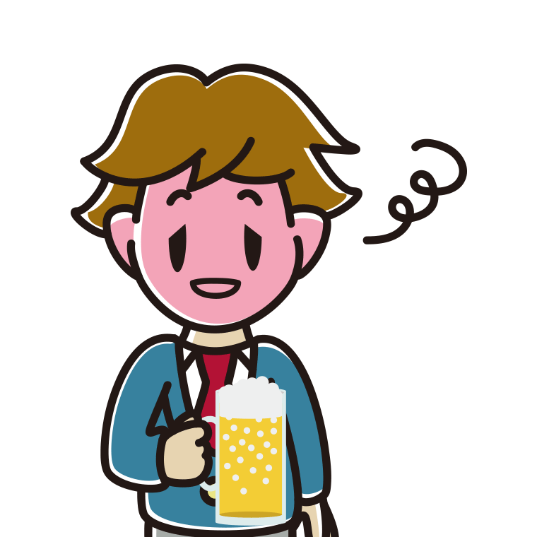 酔っぱらう男子高校生のイラスト【色あり、背景なし】透過PNG