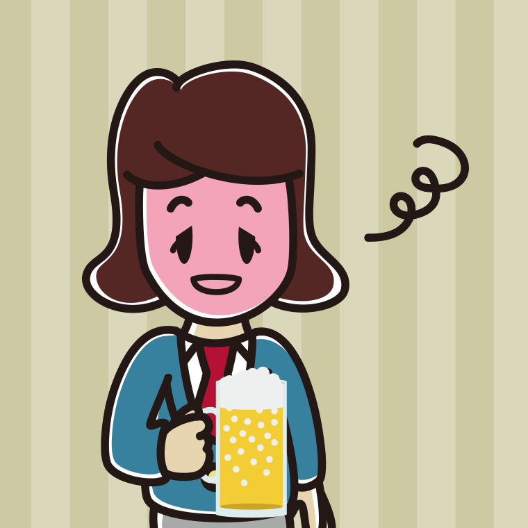 酔っぱらう女子高校生のイラスト【色、背景あり】PNG