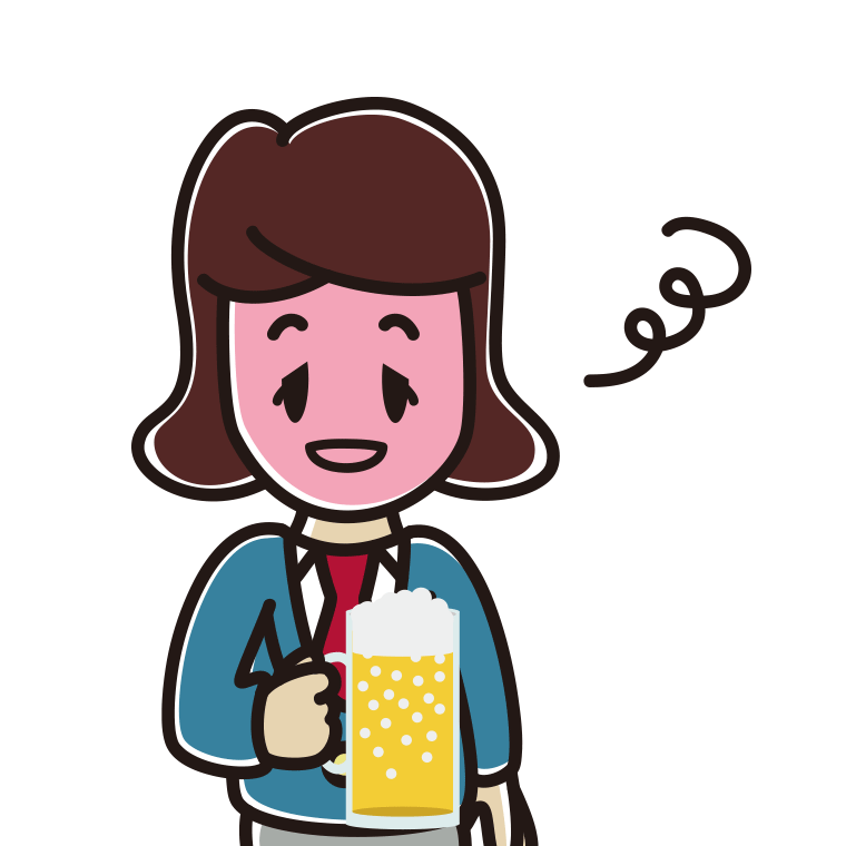 酔っぱらう女子高校生のイラスト【色あり、背景なし】透過PNG