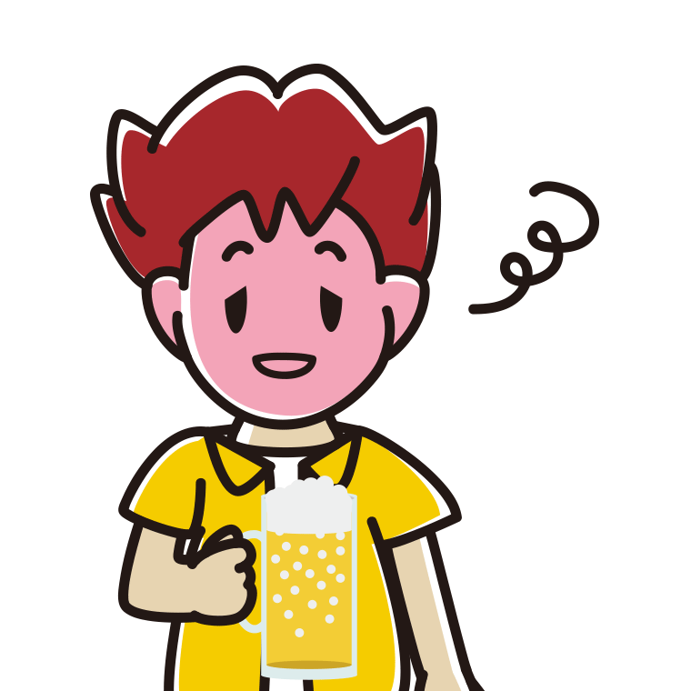 酔っぱらう男子大学生のイラスト【色あり、背景なし】透過PNG