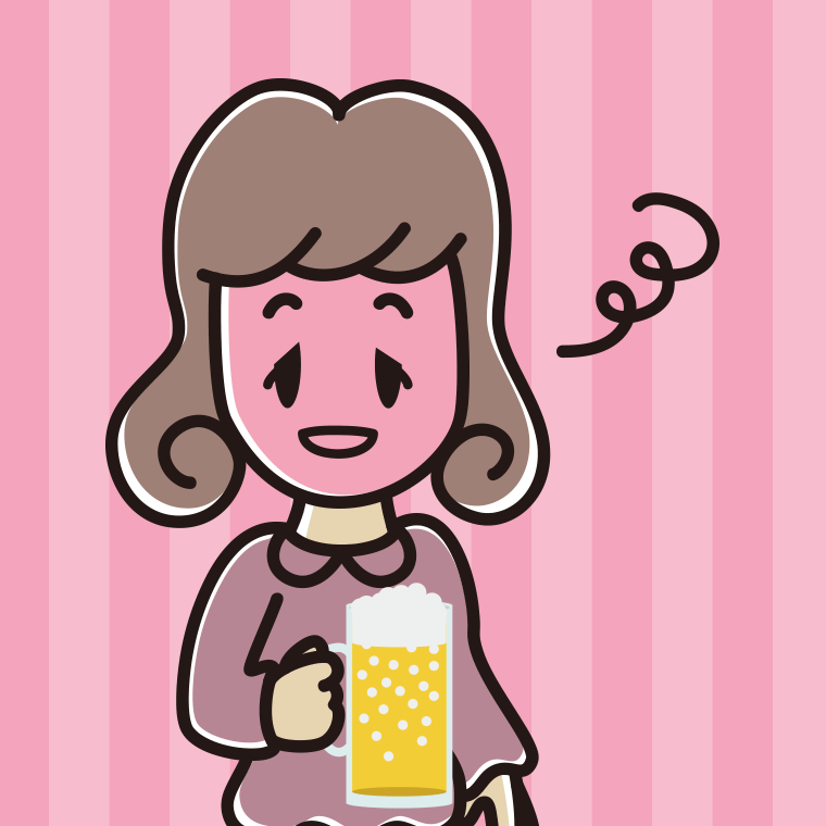 酔っぱらう女子大学生のイラスト【色、背景あり】PNG
