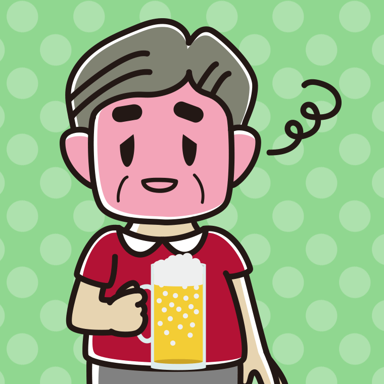 酔っぱらうおじさんのイラスト【色、背景あり】PNG