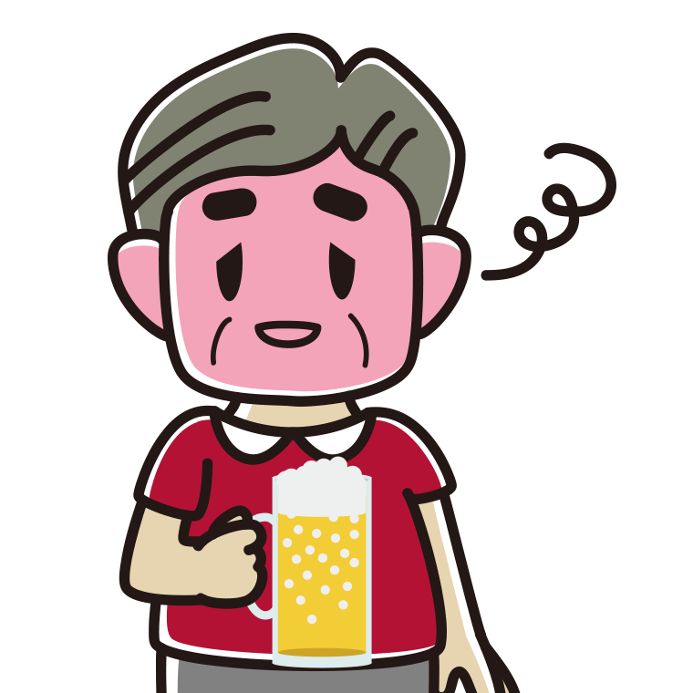 酔っぱらうおじさんのイラスト【色あり、背景なし】透過PNG