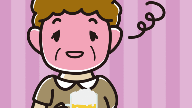 酔っぱらうおばさんのイラスト【色、背景あり】PNG