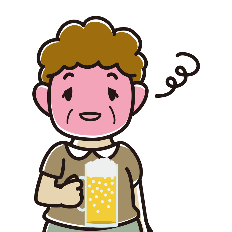 酔っぱらうおばさんのイラスト【色あり、背景なし】透過PNG