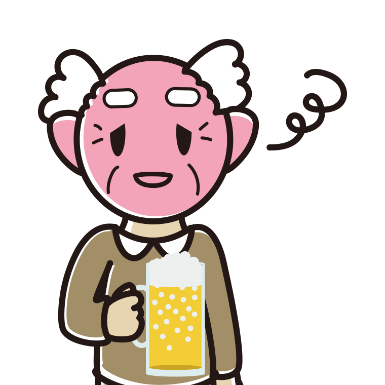 酔っぱらうおじいさんのイラスト【色あり、背景なし】透過PNG