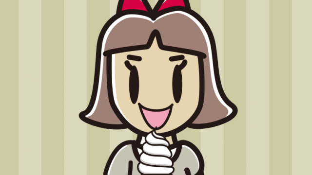 ソフトクリームを食べる小学生女子のイラスト【色、背景あり】PNG