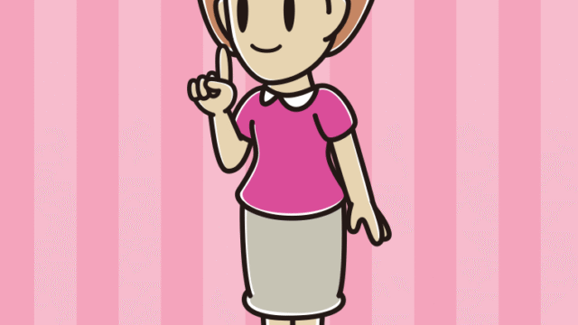 人差し指を立てる女性のイラスト【色、背景あり】PNG